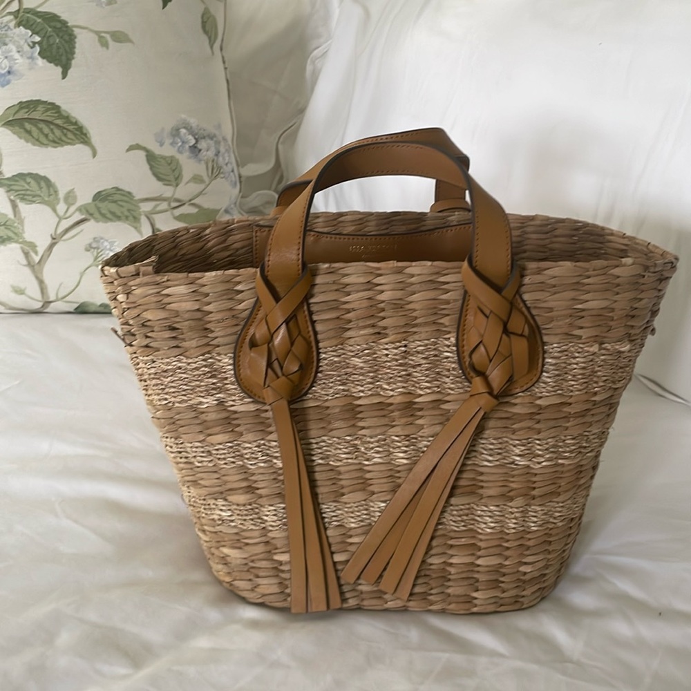 Ulla Johnson straw and leather tote bag